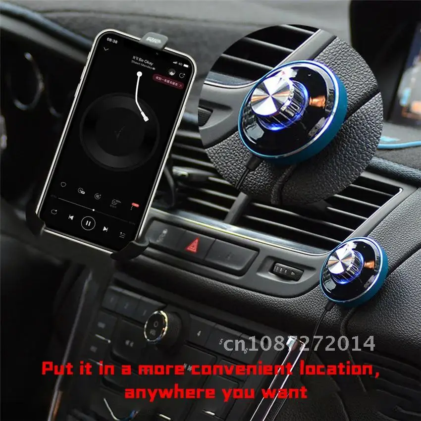 Receptor Bluetooth 5.0 do carro, 3.5mm AUX Jack, Adaptador sem fio estéreo, Microfone para alto-falante, Amplificador, Auto On, Transmissor de áudio