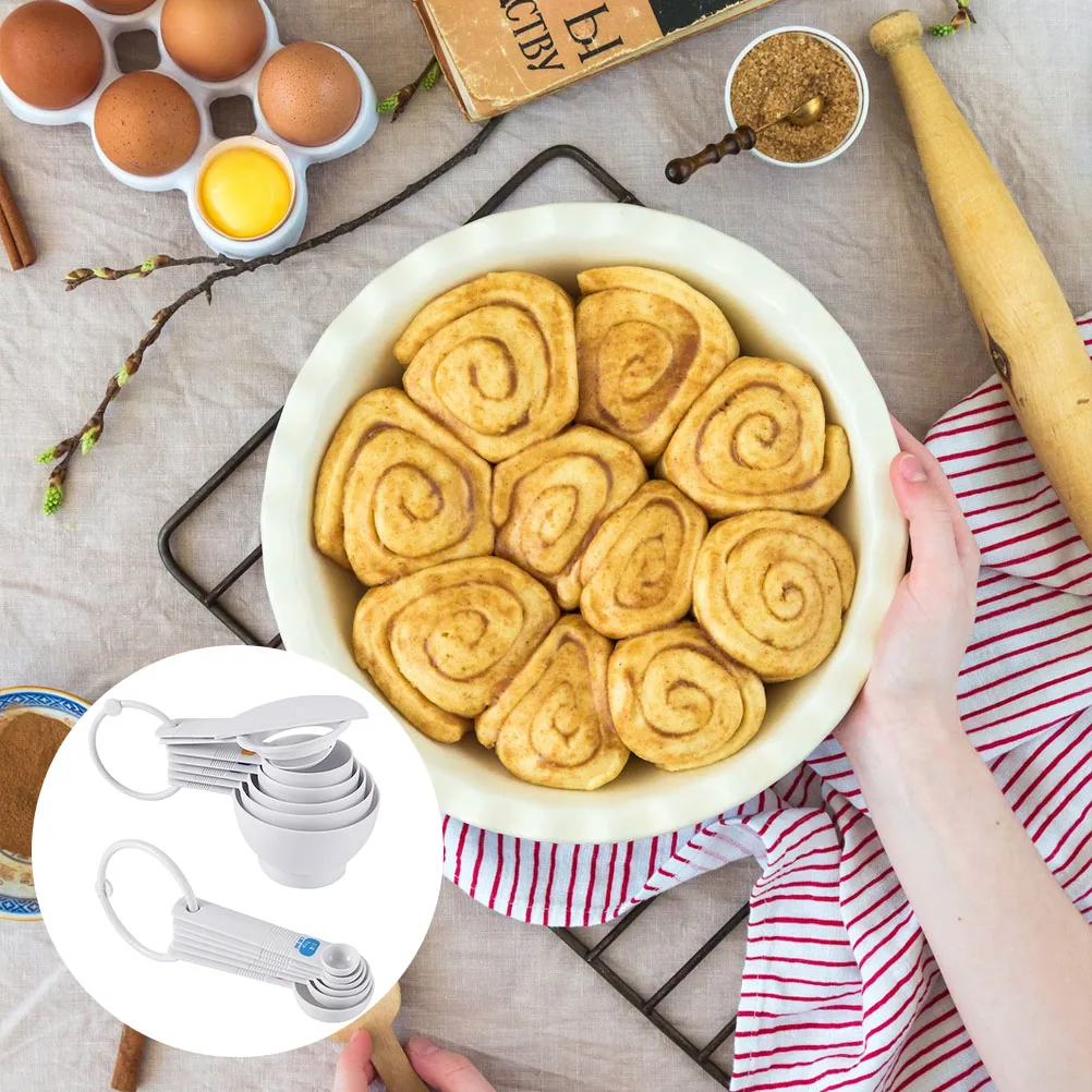 

1 set Baking Measuring Spoon Set Kitchen Tools Cups Egg Separator Hanging Holes Ergonomic Handle Accurate Measurement