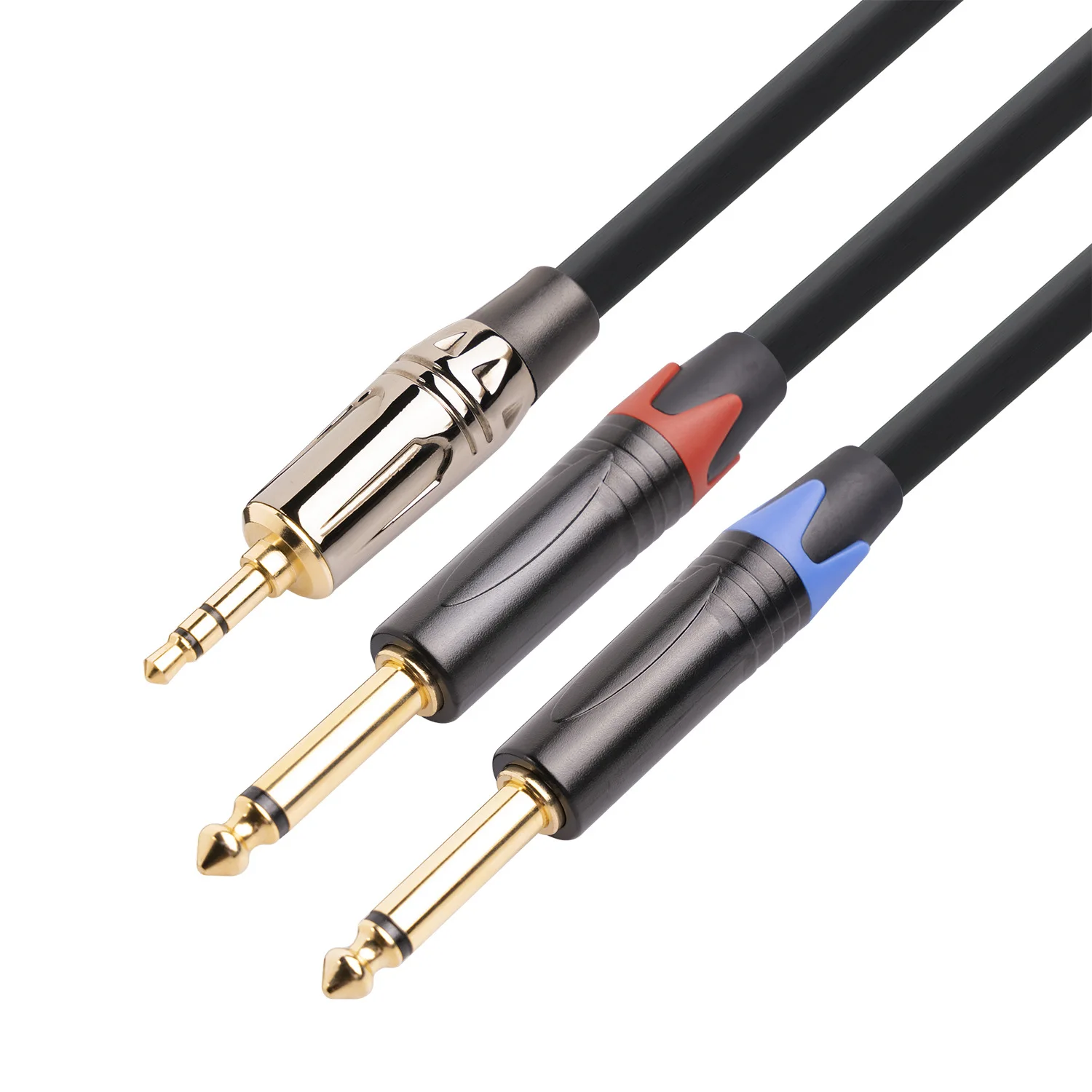 

3.5mm M to double 6.35 mono M audio cable for mixer, player, recording device, sound card