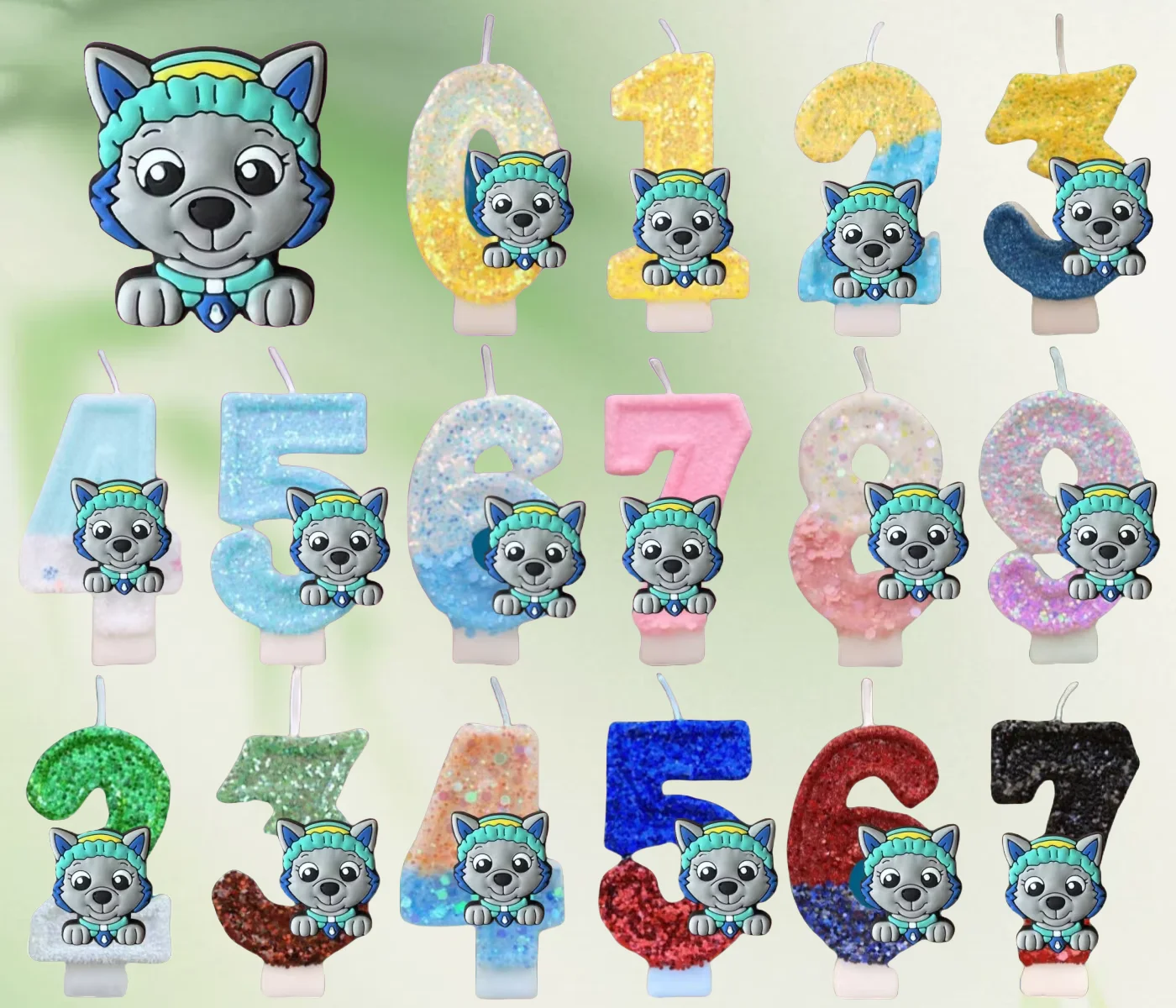 Vela con número de la patrulla canina de dibujos animados para niños de 0 a 9 años, suministros de decoración para pastel de cumpleaños, figura de Anime, regalos de fiesta caninos de la patrulla