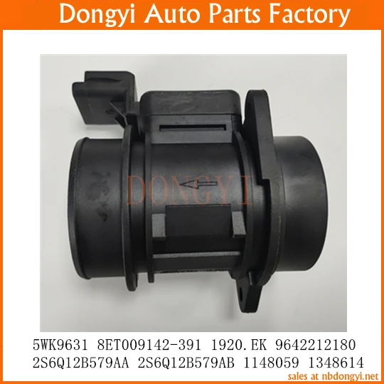 

Mass Air Flow Sensor OE No. 5WK9631 8ET009142-391 1920.EK 1920EK 9642212180 2S6Q12B579AA 2S6Q12B579AB 1148059 1348614