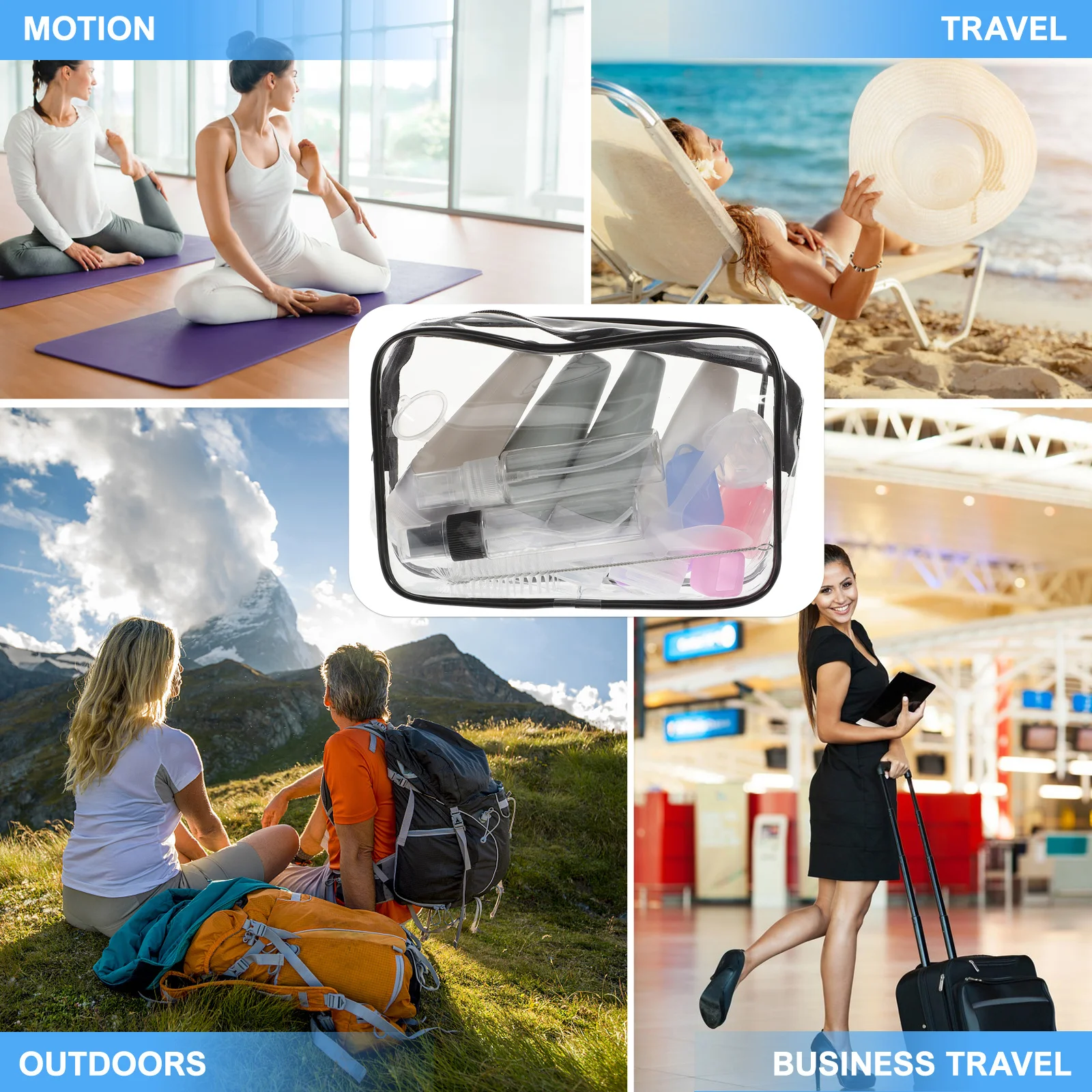 1 Set Travel Bottle Set Refillable Portable Toiletry Containers Lotion Shampoo Conditioner Cream Dispenser Small Silicone Travel