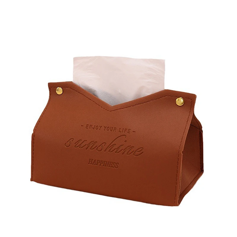 Leather Tissue Case Napkin Holder Storage Container Car Tissue Box Solid color minimalist Home Living Room Decoration