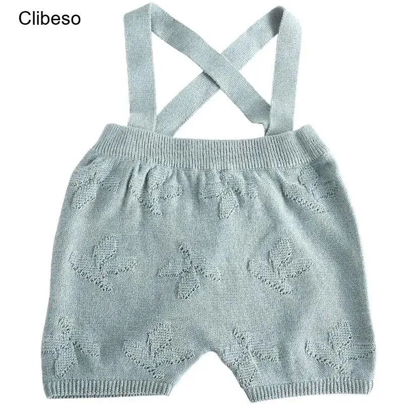 

2024 Clibeso Summer New Children's Knitted Overalls Baby Rompers Casual Boys Girls Universal Fashionable Suspenders Pants Shorts