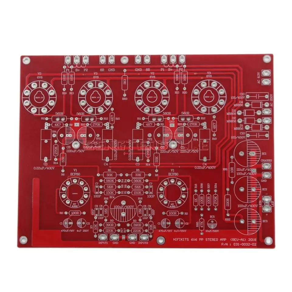 6V6プッシュプルオーディオアンプpcbハイファイステレオ真空管アンプ