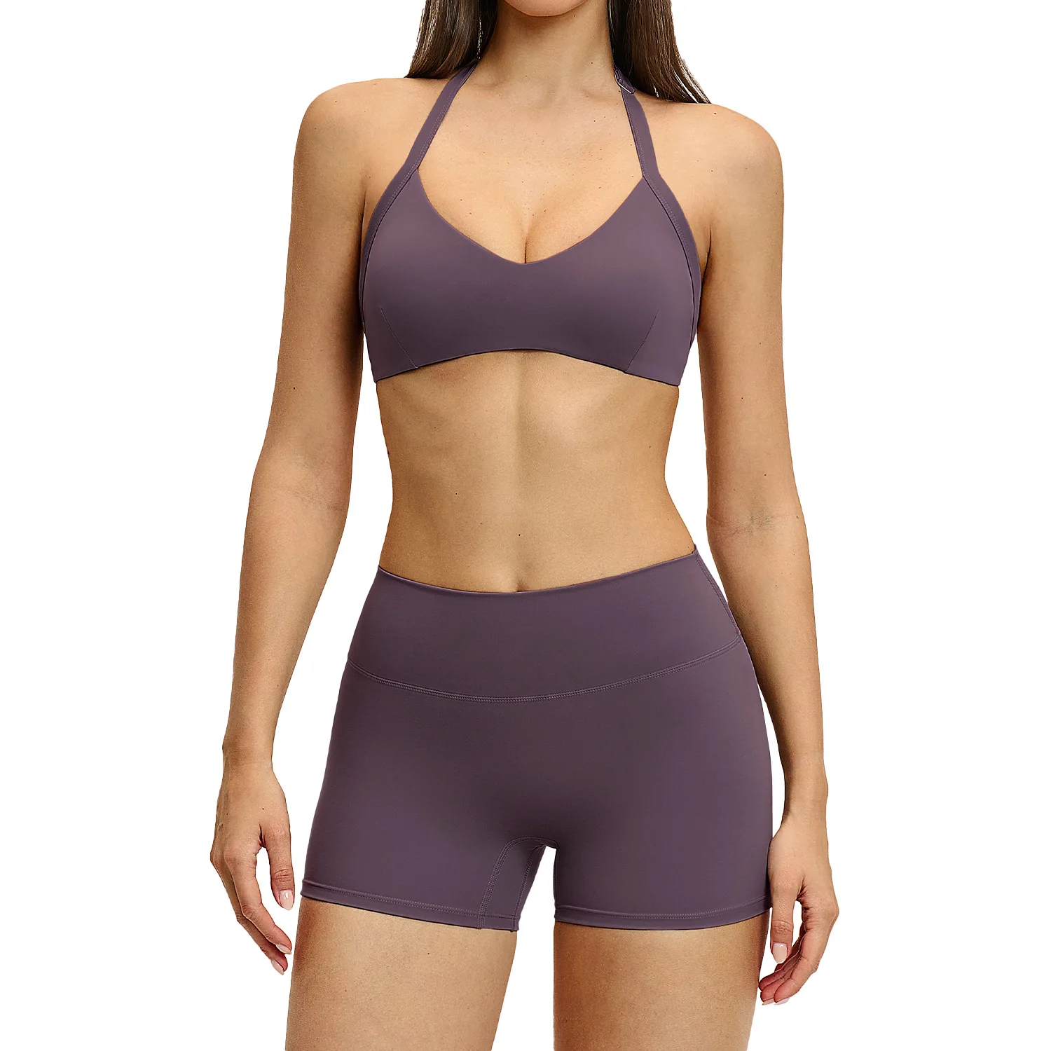 

Maxdutti Shaving Exercise Yoga Set Hollow Neck Hanging Back Yoga Suit Sports Running Fitness Set Two Piece Set Women's Suit