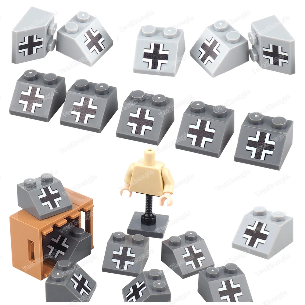 Black Ten Pattern Building Block 3039 Printed 2x2 High Bevel MOC figures Military Equipment Model Scene Accessories Gift DIY Toy