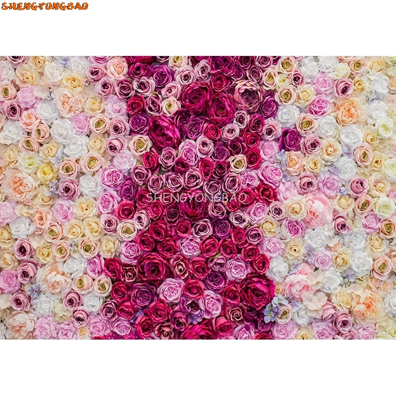 SHENGYONGBAO Wedding Photo Wall Background Rose Flower Birthday Party Portrait Photography Backdrop For Photo Studio HKW-6
