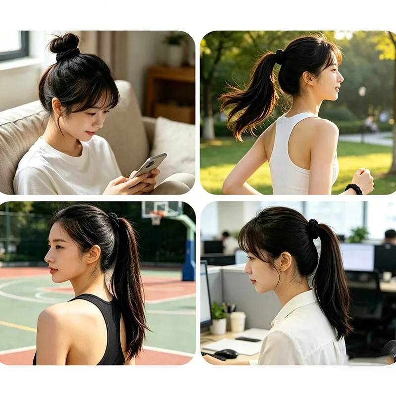 5 Stück/Set Hochwertige, dicke, elastische Haarbänder für Frauen und Mädchen, süße Haargummis, Scrunchies, Haarseile, Haar-Accessoires – Detail 4