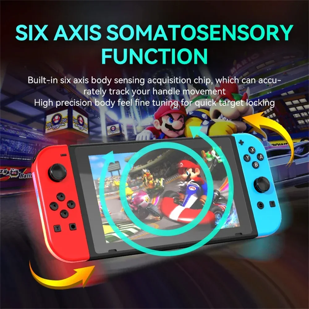 BT 5.2 Joy Controller RGB LED Switch L/R Joypad لنينتندو سويتش/لايت/Oled JoyCon Gamepads عصا التحكم مع اهتزاز مزدوج #6
