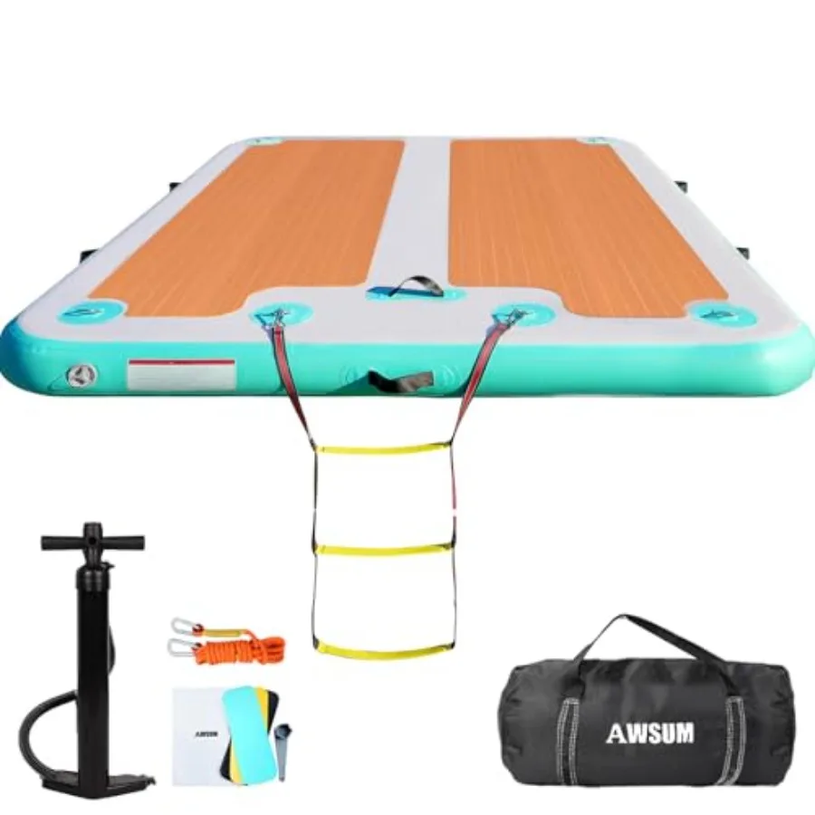 

Inflatable Floating Dock 8ft-15ft Non-Slip EVA Surface Inflatable Swim Platform Dock for Lake Inflatable Water Mat Floating Isl