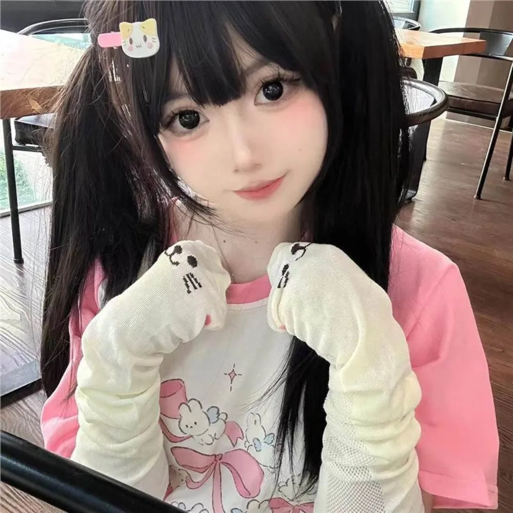 Manicotti per braccioli con zampa di gattino senza dita Kawaii Protezione UV Copribraccio per artiglio di gatto traspirante Manicotto per gatti in cotone sottile JK