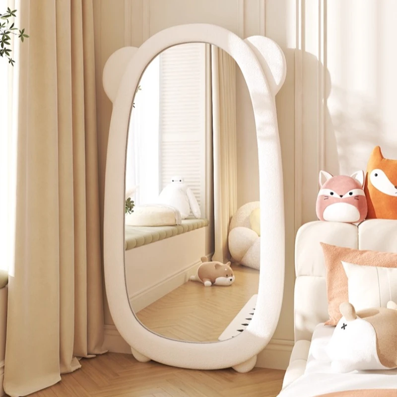Cream style full-length dressing mirror Cute high-end interior minimalist large mirror Nordic elegant rétroviseurs de plancher