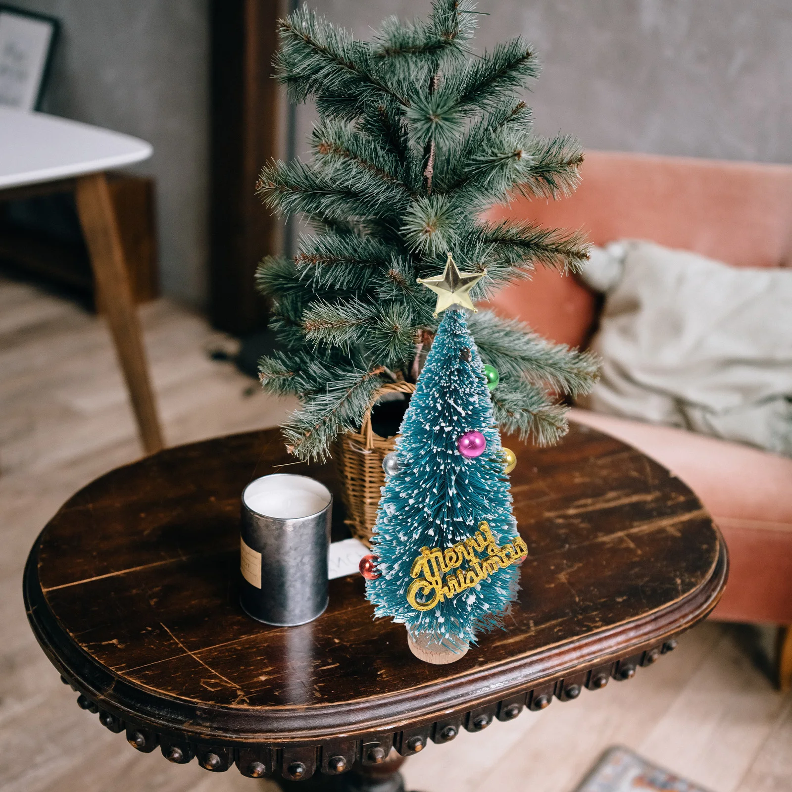 

2 Pcs Crafts Christmas Tree Ornaments Table Top Trees Small Sisal Silk Miniature