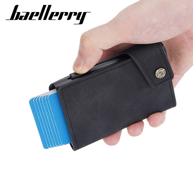 RFID Mini Slim portafogli da uomo porta carte retrò nome gratuito borsa da uomo personalizzata Popup portafoglio corto da uomo di lusso semplici clip per carte