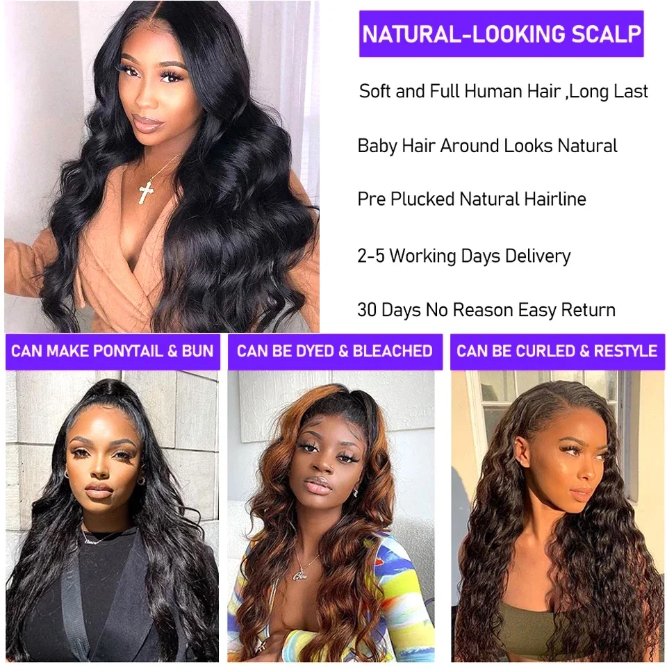 360 Full Lace Wig Human Hair Glueless Preplucked Brazilian Wigs For Women 13x6 Hd Lace Frontal Wig 13x4 Body Wave Lace Front Wig