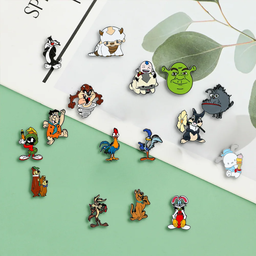 16 قطعة بروش الكرتون أنيمي البق الأرنب الإبداع الدب المينا دبوس ظهره الملابس والمجوهرات شارة معدنية اكسسوارات الهدايا #5