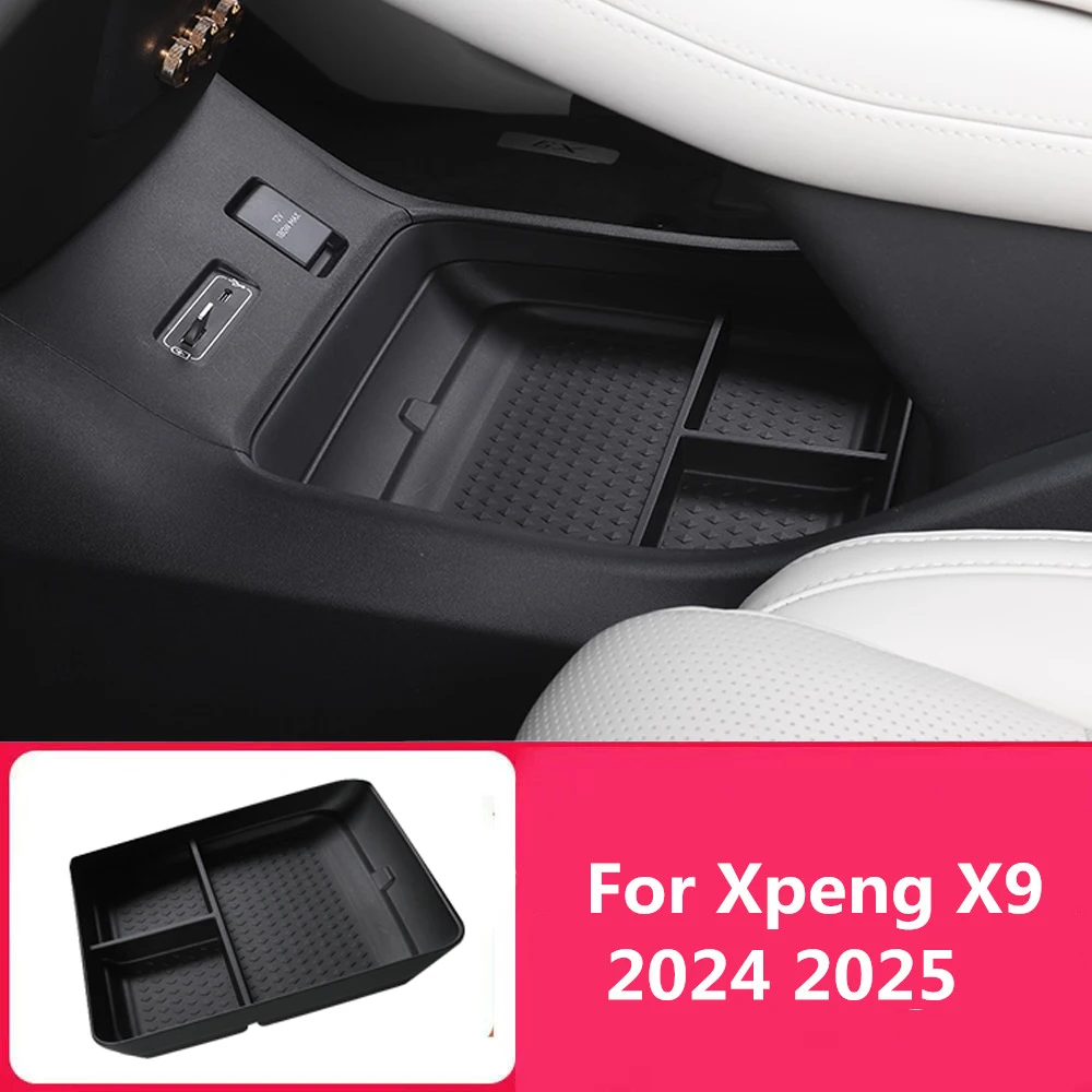

For Xpeng X9 2024 2025 Extended Range Edition Central Control Lower Storage Box Armrest Box Wireless Charging Pad Pure Electric