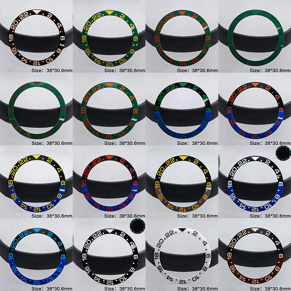 

38mm*30.6mm New Sloped Black Grey High quality GMT Ceramic/Alloy Bezel Insert fit 40mm Case for NHseries 34/35/36 Movement Watch
