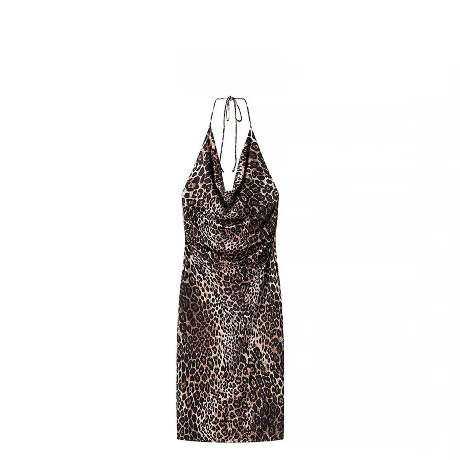 

2025 Summer New Sexy Leopard Print Women Hanging Neck Dress Fashion End Face High Quality Female Dresses