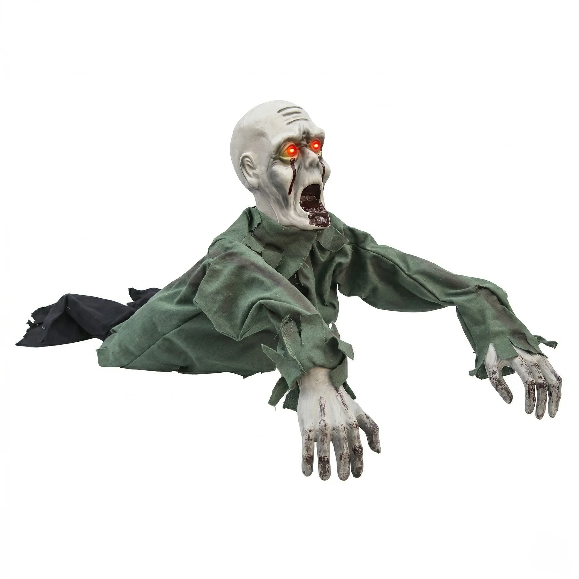 Outdoor Halloween Garden Decor Wall Climbing Bloody Zombie Ghost Statue with Red LED Glowing Eyes Creepy Screaming Ghost Haunted