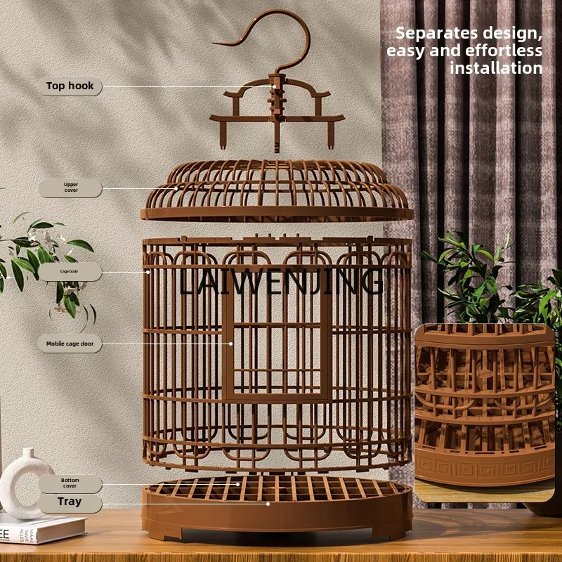 HLZ Large Luxury Villa Vintage Plastic Out Carrying Pearl Bird Cage