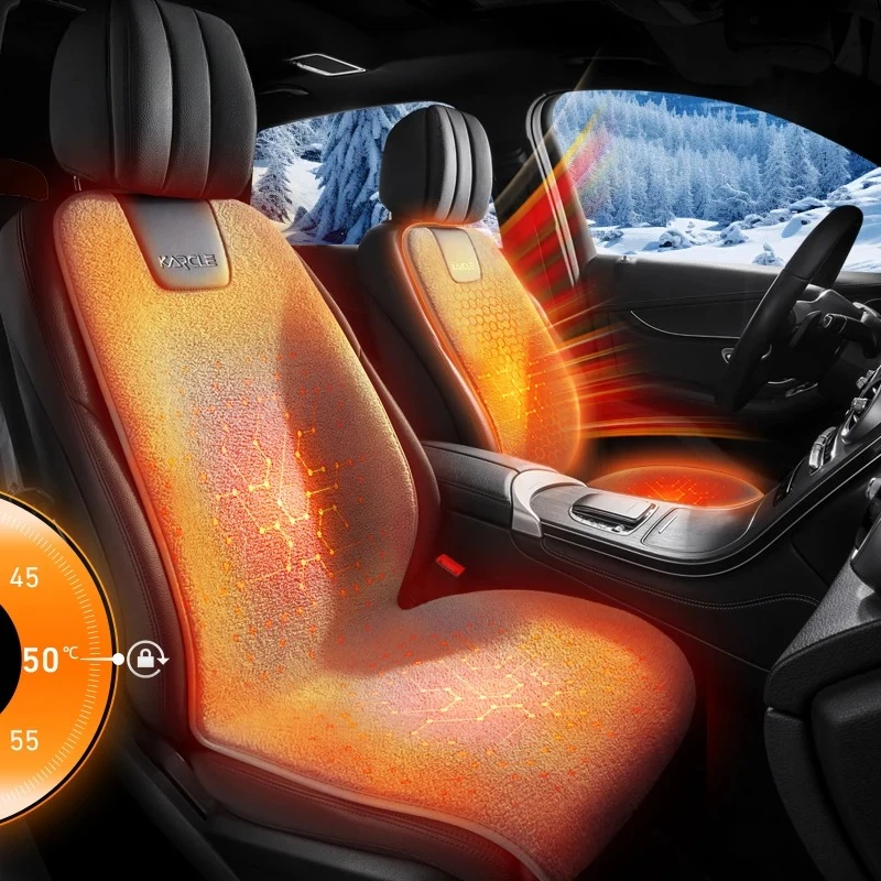 

Heated Car Seat Cover Fleece Graphene Fast Car Seat Heater 12/24V Warm Plush Seat Protector Car Heating Mat Winter Seat Cushion