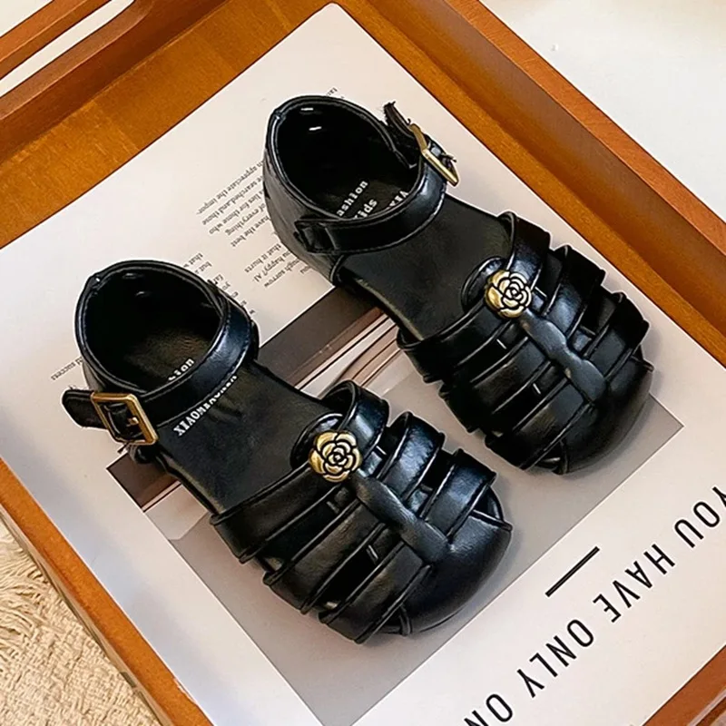 Children's Closed Toe Sandals Summer New Girls Baby Princess Shoes Children Soft-soled Roman Shoes