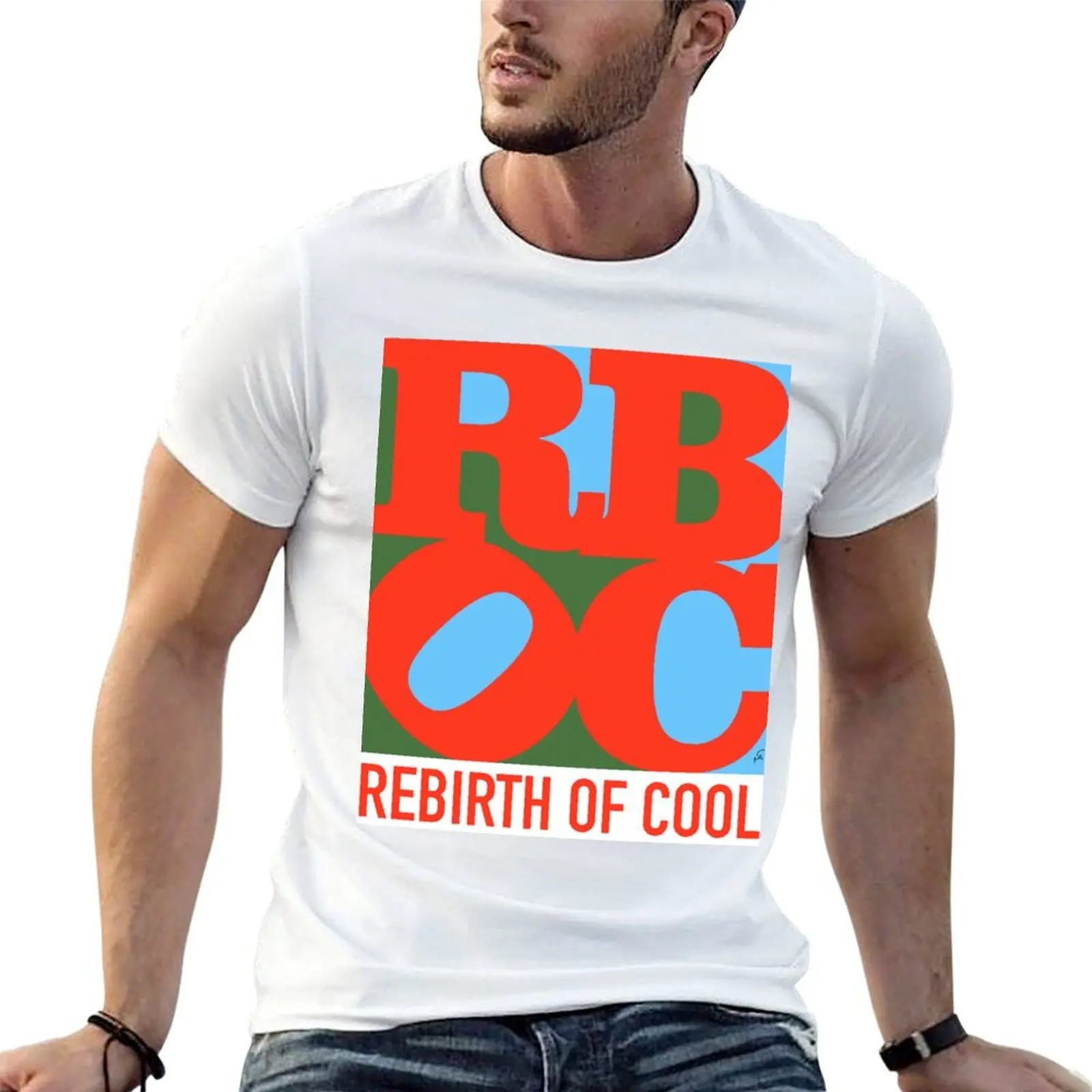T-shirt avec logo du blog ReBirth of Cool et texte, t-shirts pour homme, t-shirts graphiques, t-shirts pour homme, t-shirt coupe slim