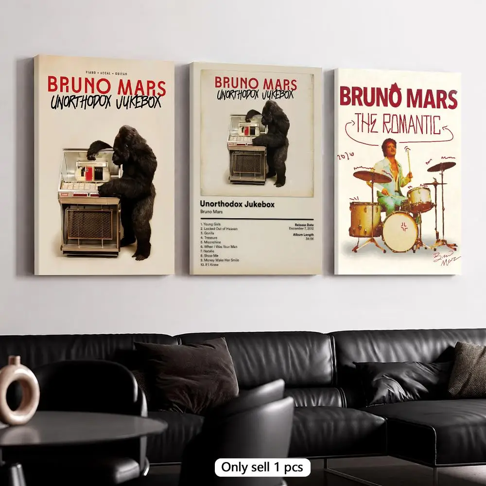 B-Bruno Mars Album Cover Framed Wall Painting Canvas Poster Wooden Stretcher Frame Inner Frame Kit for Wall Art Painting