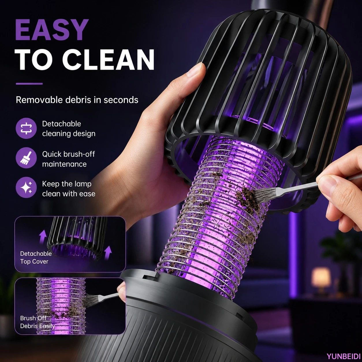 Mosquito Killer Lamp 2 in 1 UV Light Mosquito Trap USB Rechargeable Quiet Night Light for Home Bedroom Camping Indoor Outdoor view 5