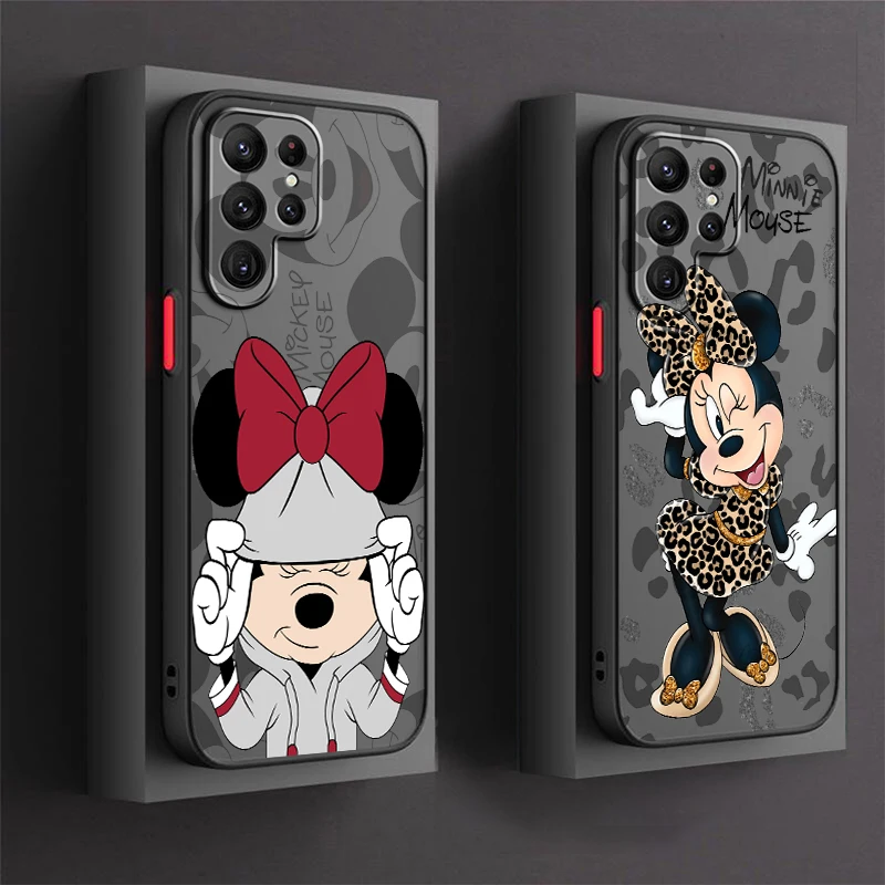 Disney Mickey Minnie Mouse Frosted Translucent For Samsung Galaxy S24 S23 S22 S21 S20 FE S10 S9 S8 Plus Ultra Pro 5G TPU