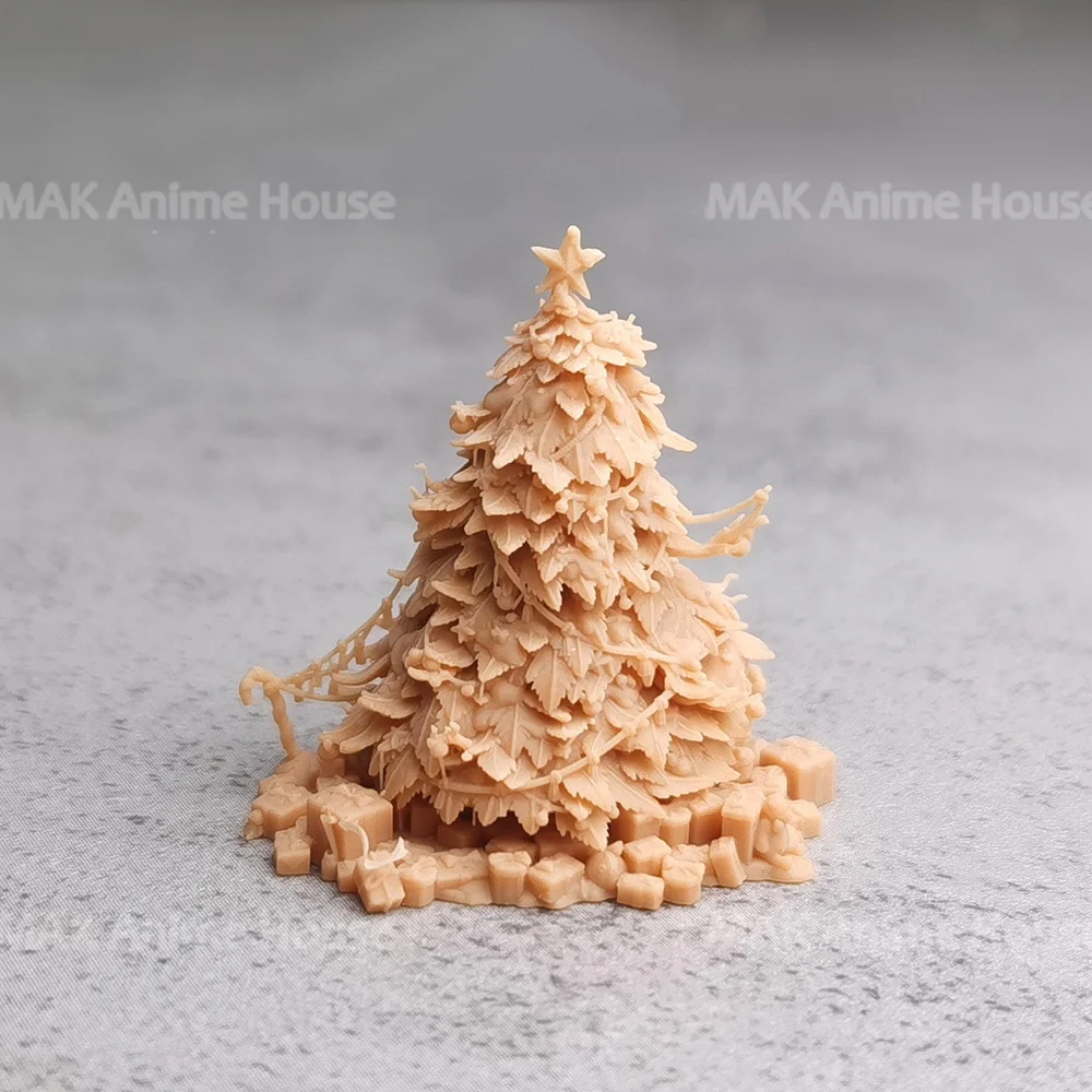 Miniatures Figures 1/64 1/43 Christmas Gift Tree Old Man Deer Elf Fireplace Unpainted Diorama Model Creative Garage Scene Dolls