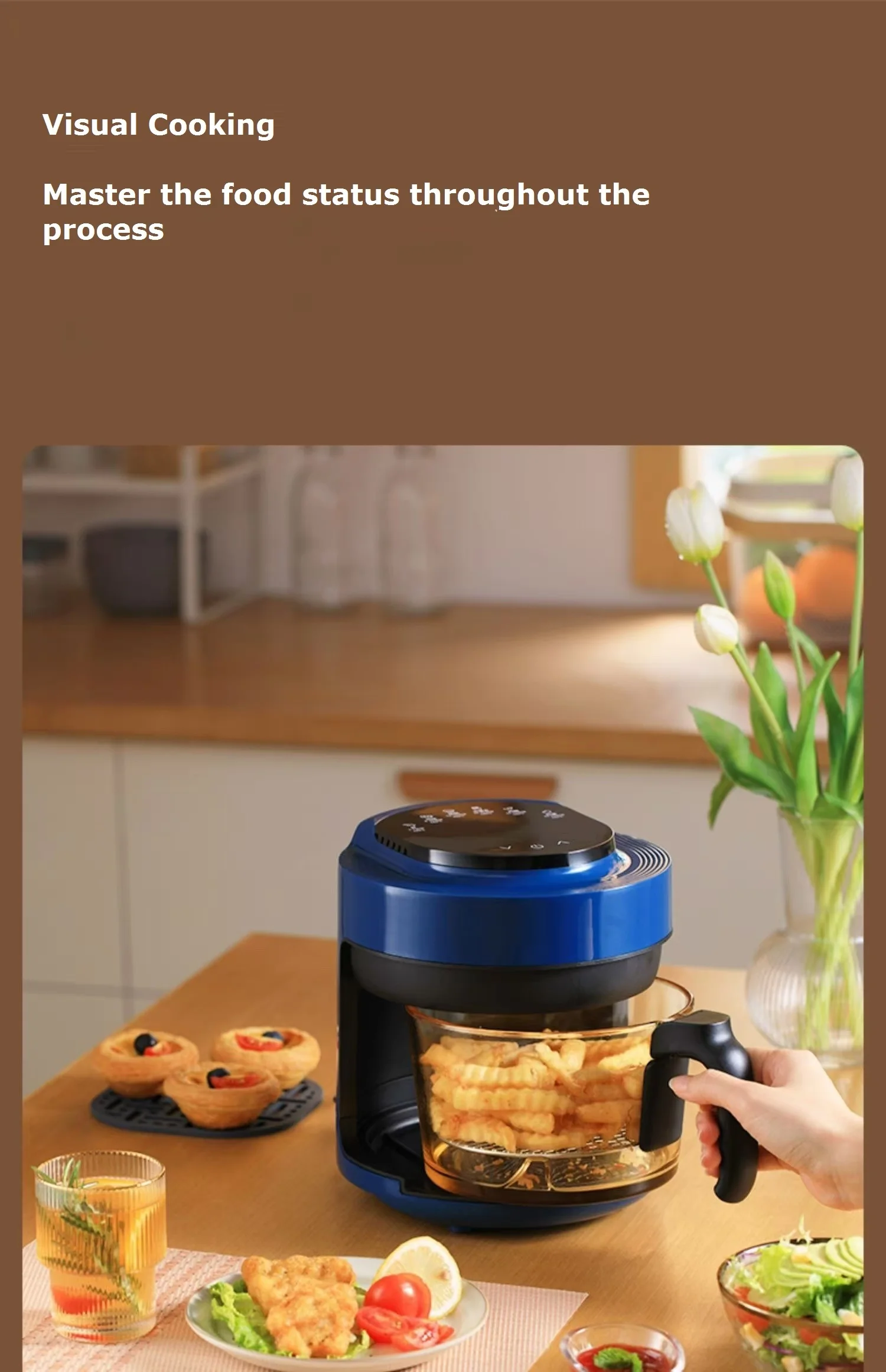 Professional Modern Design White 900W 2L Mini Electric Oil‑Free Air Fryer