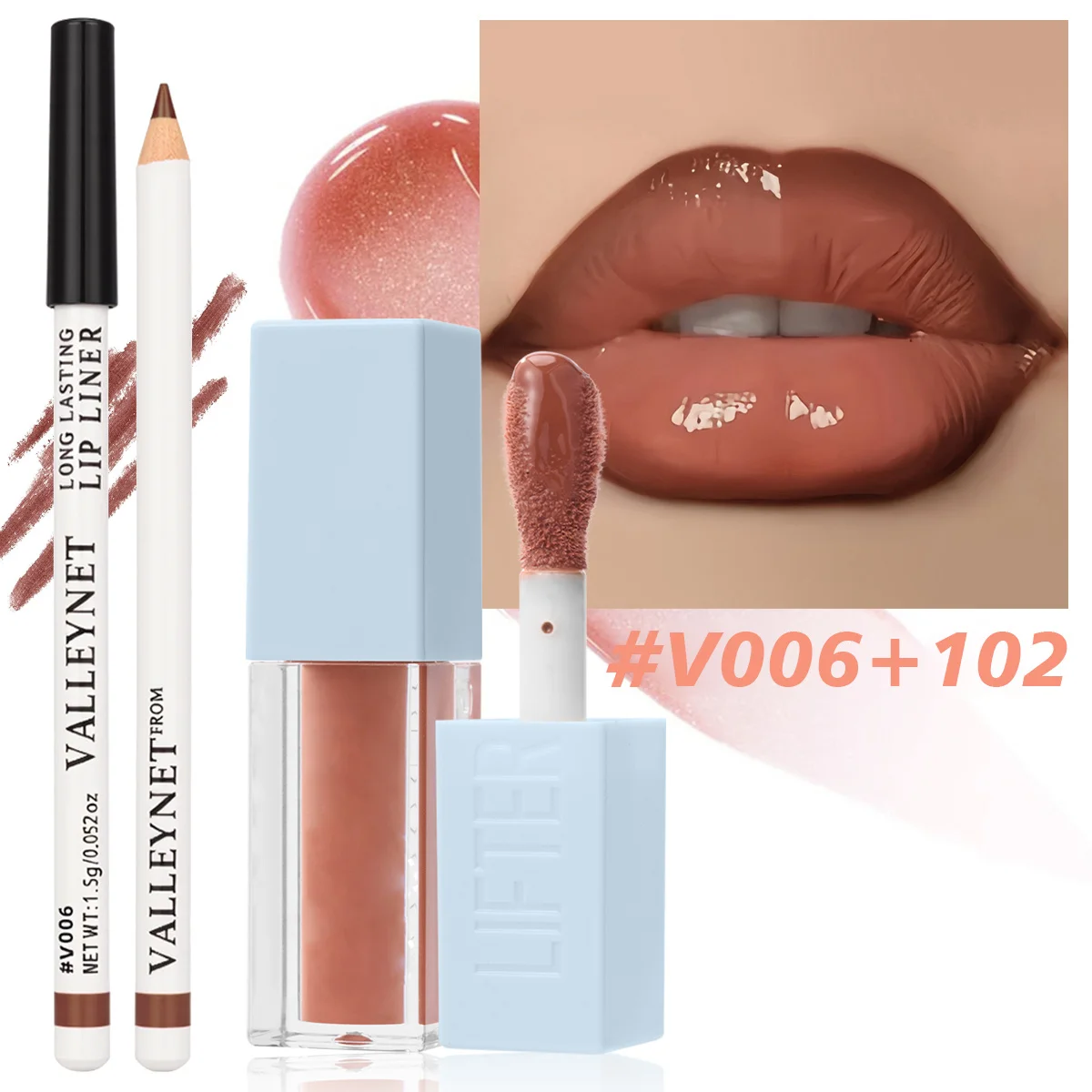 2 pezzi/set matita per labbra opaca + olio per labbra nudo combinato per labbra set di trucco per labbra impermeabile a lunga durata cosmetici per labbra dall'aspetto naturale quotidiano