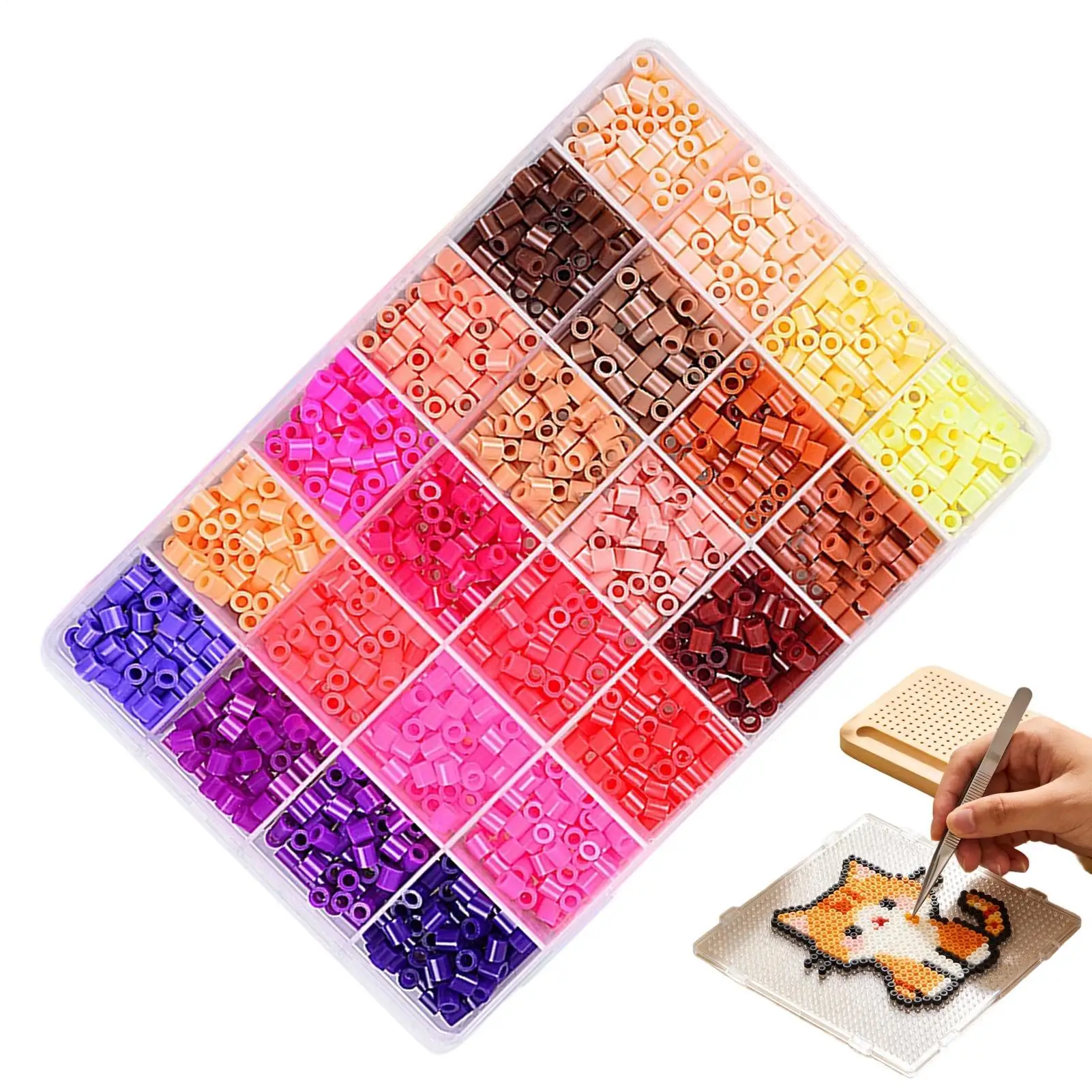 

Fuse Beads Kit 24-Color Handmade Craft Set Bead Melting Craft Teens Adults Hobbyists Home Studio Workshop Classroom School