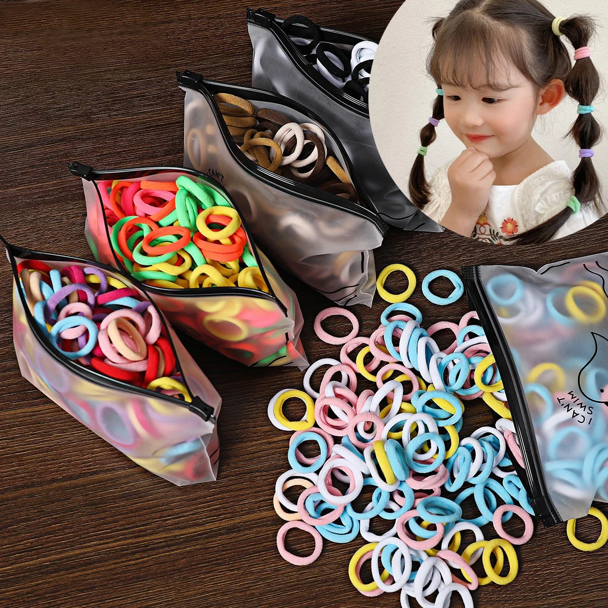 

100/300PCS Women Girls Colorful Nylon Elastic Hair Bands Ponytail Hold Small Hair Tie Rubber Bands Scrunchie Hair Accessories