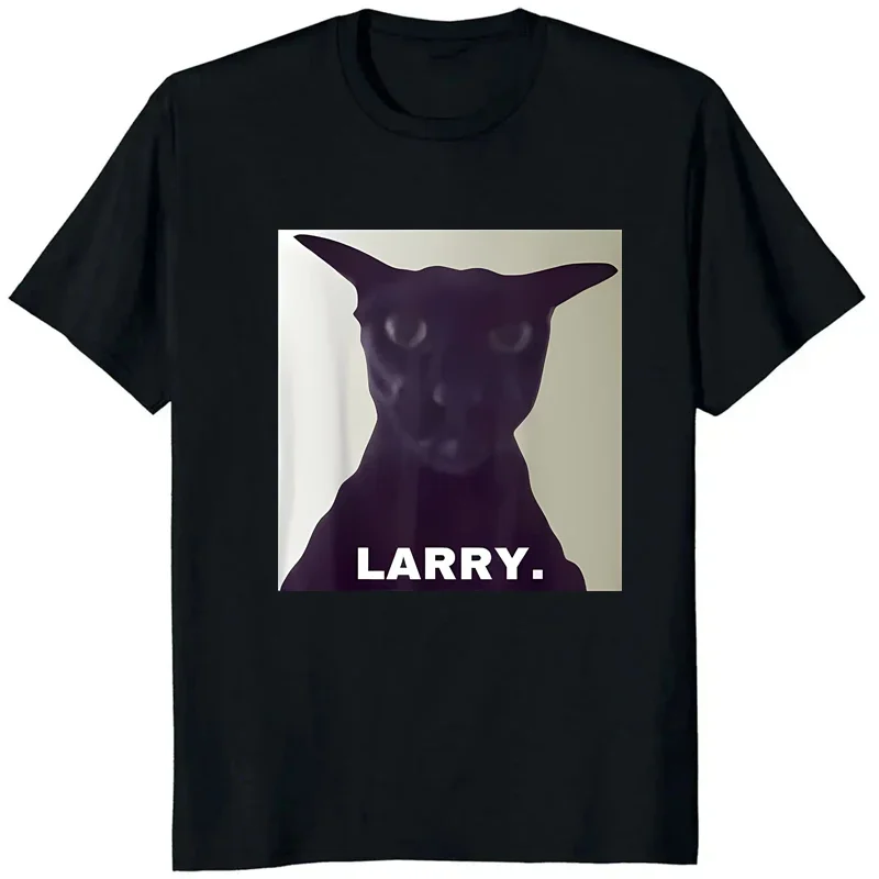 Camiseta con estampado de gato Evil Larry para hombre y mujer, camiseta divertida informal holgada de Harajuku de manga corta con cuello redondo para verano