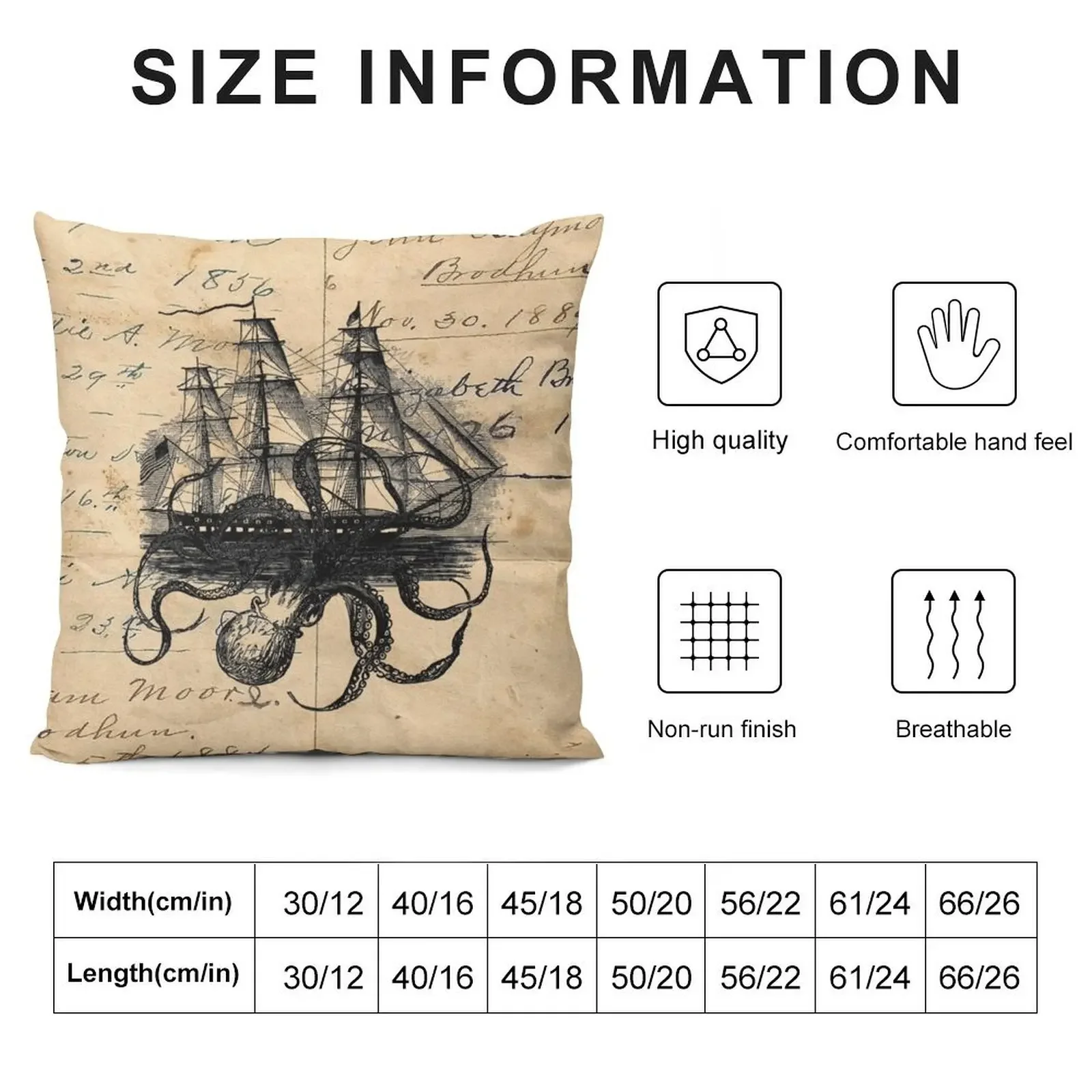 Kraken Attacking Ship on Ledger Design KAS947 Throw Pillow Sofa Cushions Cover ornamental pillows Christmas Pillow Covers pillow