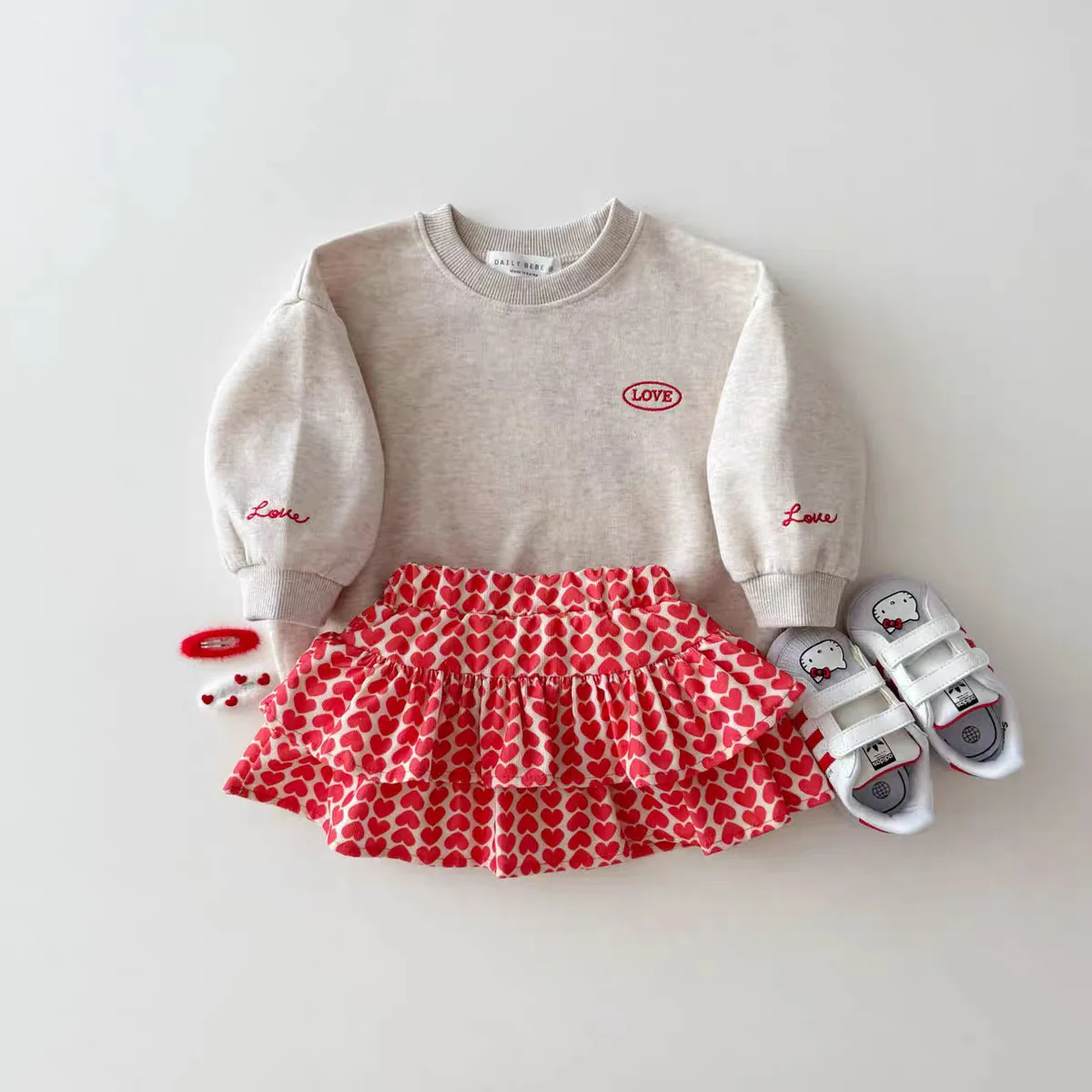 Korean Version Ins Round Neck Looped Hoodie for Spring and Autumn Baby Boys Girls English Letter Labeled Children's Top Trend