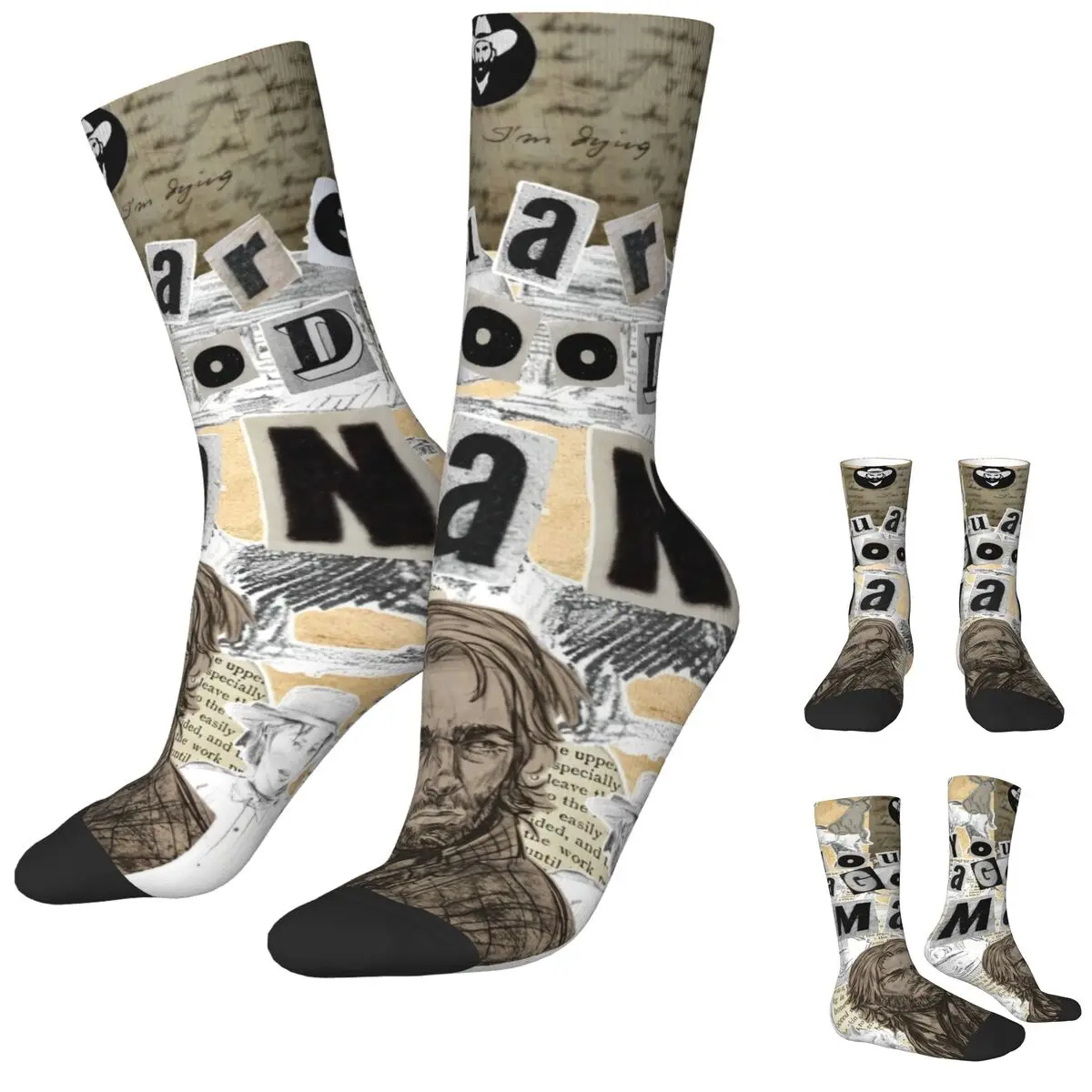 

Winter Warm Harajuku Men's Women's Red Redemptions Socks Non-slip Football Socks