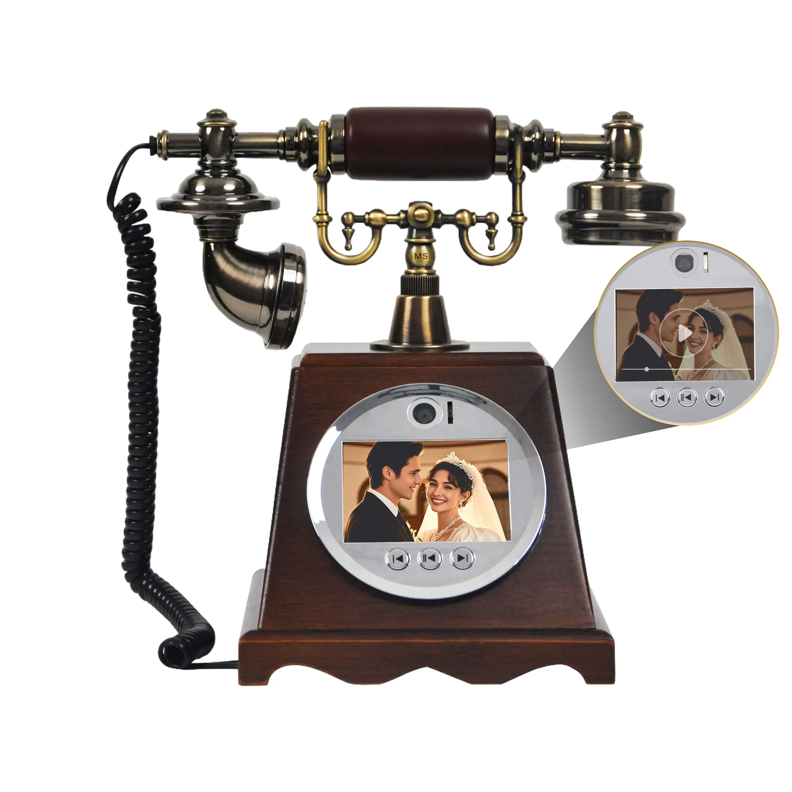 

Wedding Party Video Guest Book Phone Retro Style Retro Phone Booth Message Recording 32G MP4 Video Audio Message Book Phone