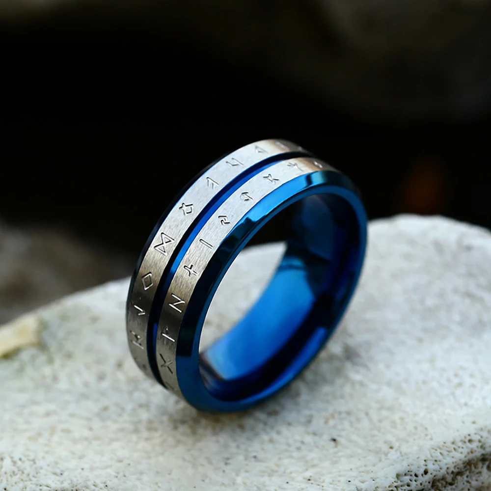 Neue Vintage 316l Edelstahl Odin Norse Wikinger Amulett Runen ringe für Männer Frauen Wikinger Brief Ring Modeschmuck Großhandel