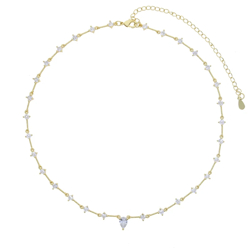 2026 Nieuwe Geometrische CZ Station Link Chain Choker Sexy Lange Lariat Vrouwen Ketting Hoge Kwaliteit Iced Out Zirconia Mode-sieraden
