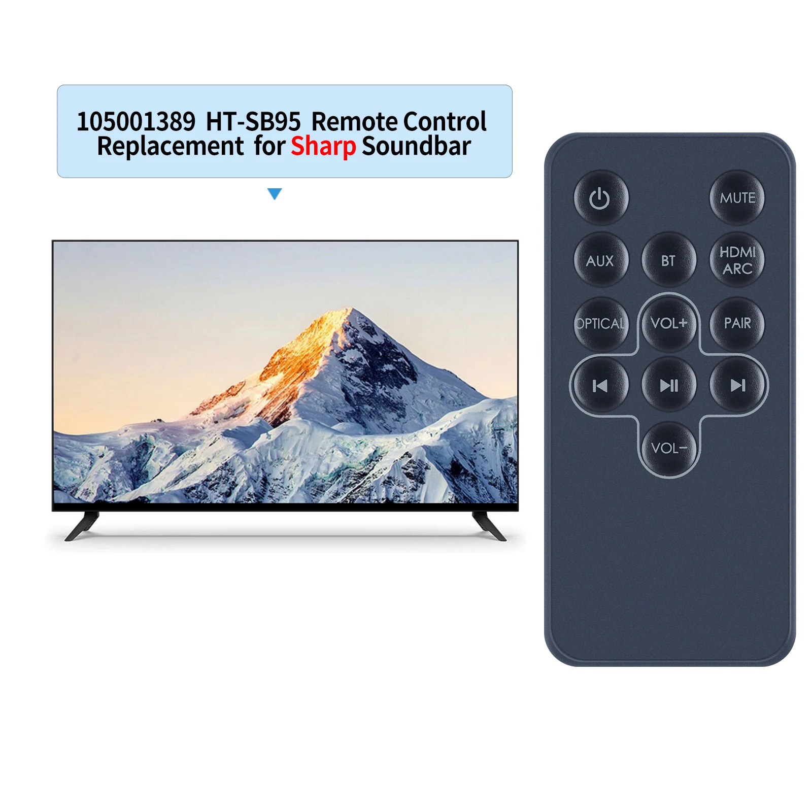 Télécommande Pour Sharp HT-SB95 105001389 2.0 Slim TV Bluetooth Barre De Son Haut-Parleur