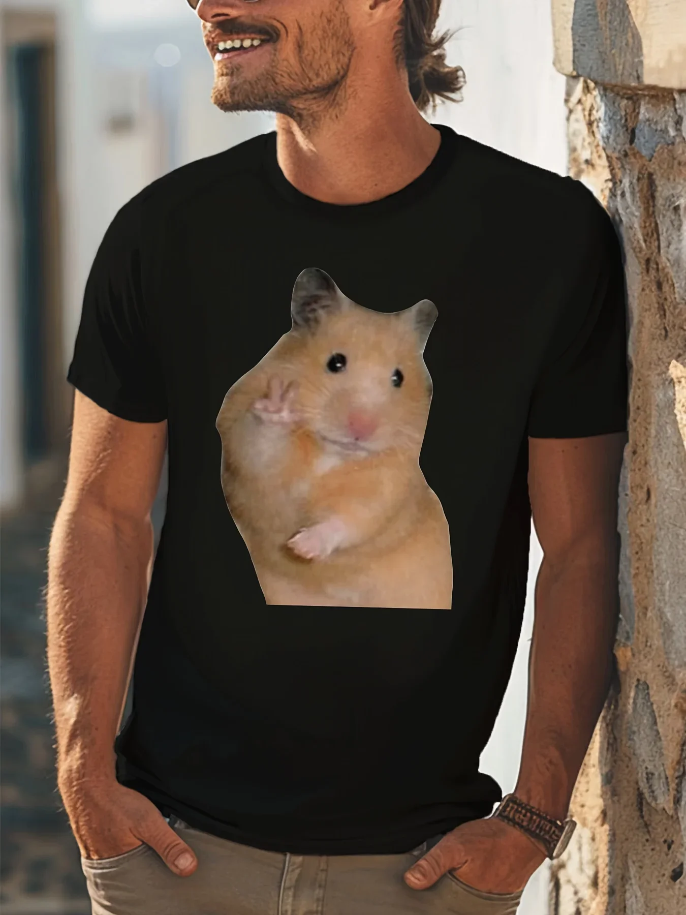 

2025 new model GraphicMouse Short Sleeve Comfy Stretchy Crew Neck Patterned Polyester Tee for Casual Daily Style - Machine Washa