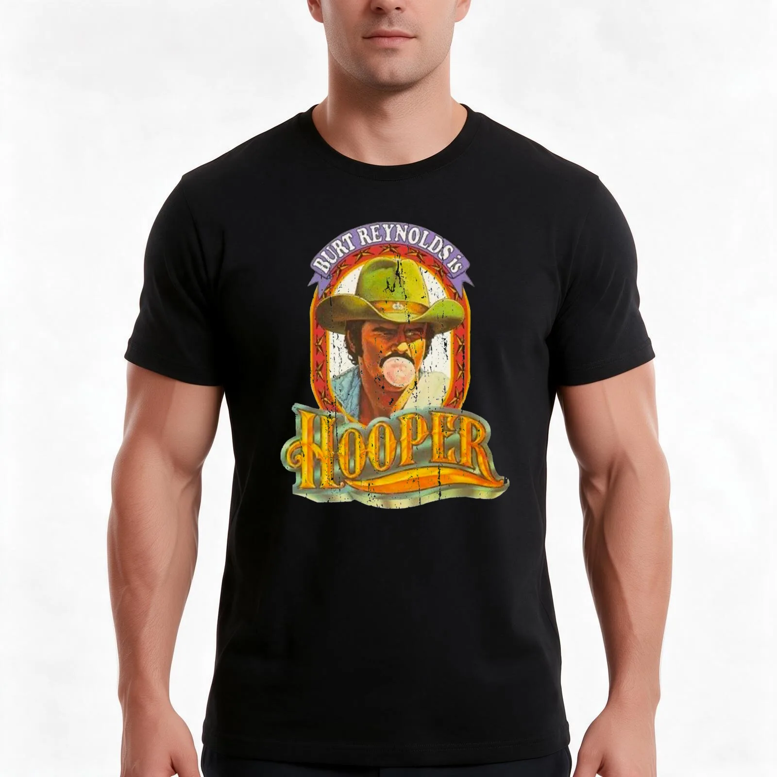 Hooper T-Shirt, Summer Casual Cotton Tee, Oversized Streetwear Tops, Vintage Graphic Print, Loose Fit Short Sleeve, 100% Cotton