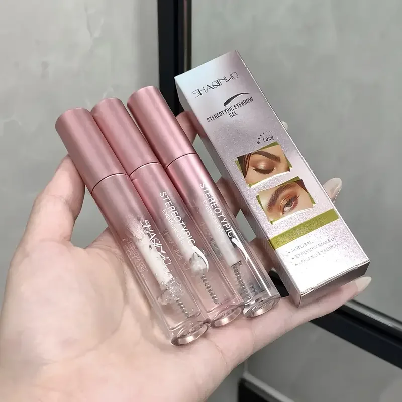 Gel modelador de sobrancelha 3dstereo, à prova d'água de longa duração, secagem rápida, gel modelador de sobrancelha de aparência natural com aplicador de pincel, maquiagem em gel