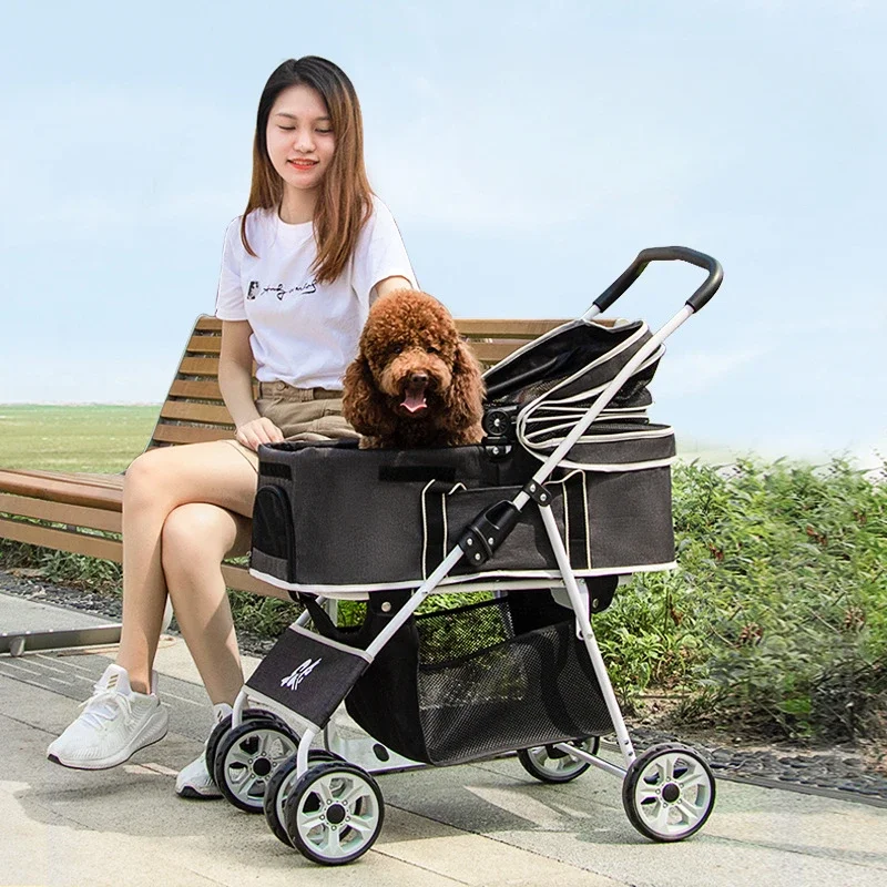 

travel pet stroller Vehicle pet bag Detachable foldable dog stroller Puppy travel supplies Small and Medium Pet Carrying Items