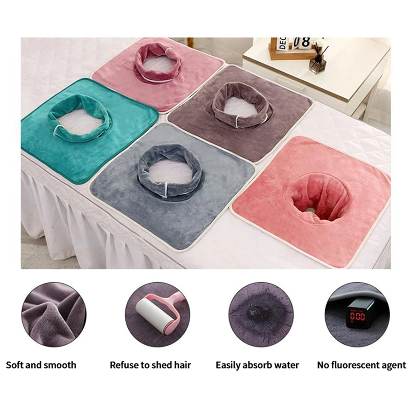 Square 35*35cm Velvet Thickened Beauty SPA Massage Table Planking Face Towel with Face Berath Hole SPA Massage Bedspread Towel